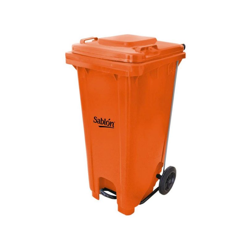 Contenedor De Basura Naranja Litros Con Pedal Sabl N Horeca Mx