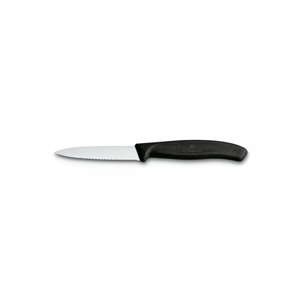 Cuchillo swiss classic mondador dentado punta 8 cm negro