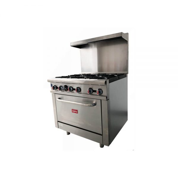 Estufa a gas de 6 quemadores con horno grande